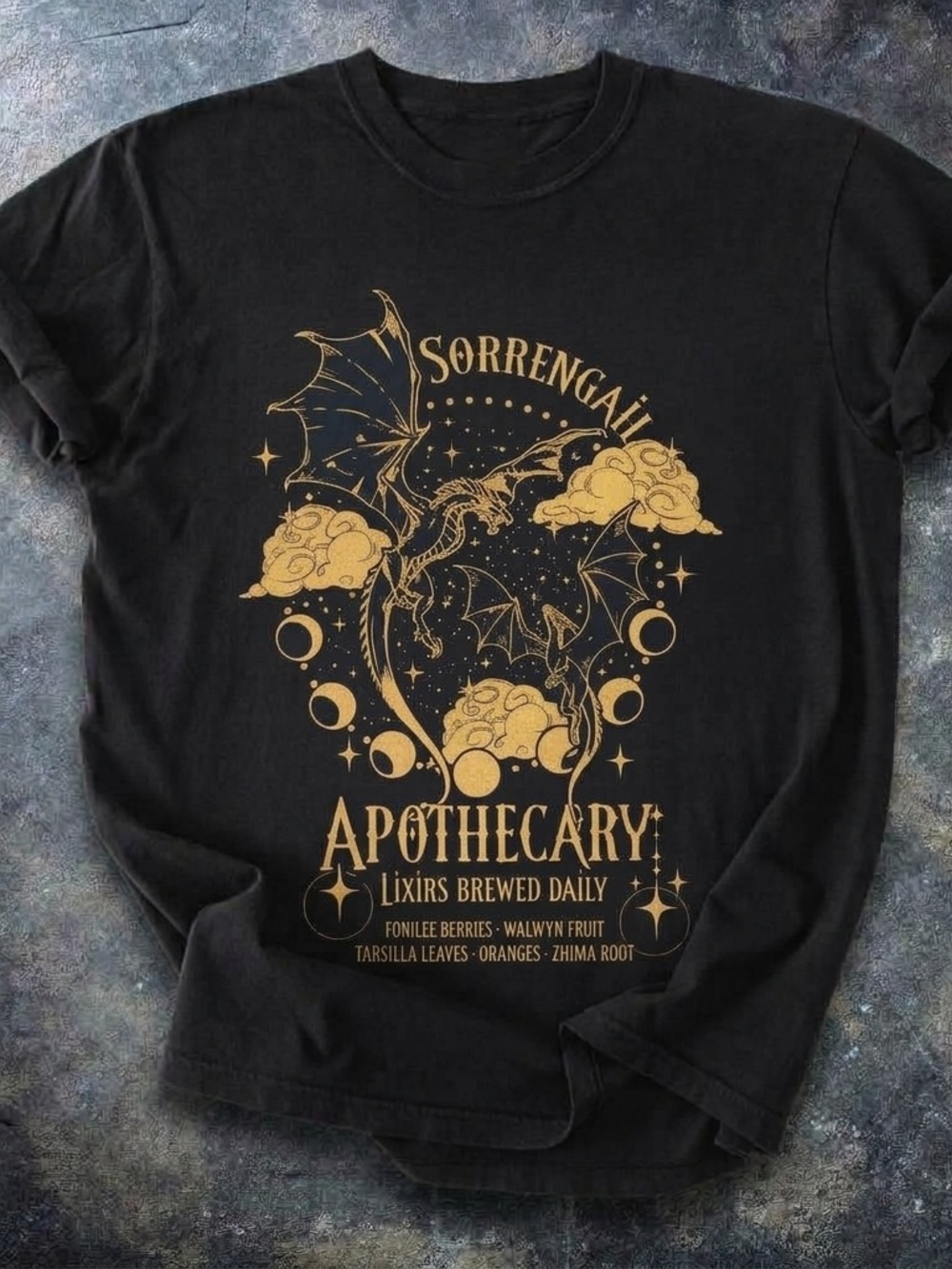 Sorrengal Apothecary Dragon shirt fantasy magic Graphic Tee - Unisex black
